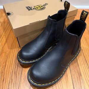 Dr. Martens Black Chelsea Boots with Yellow Stitching